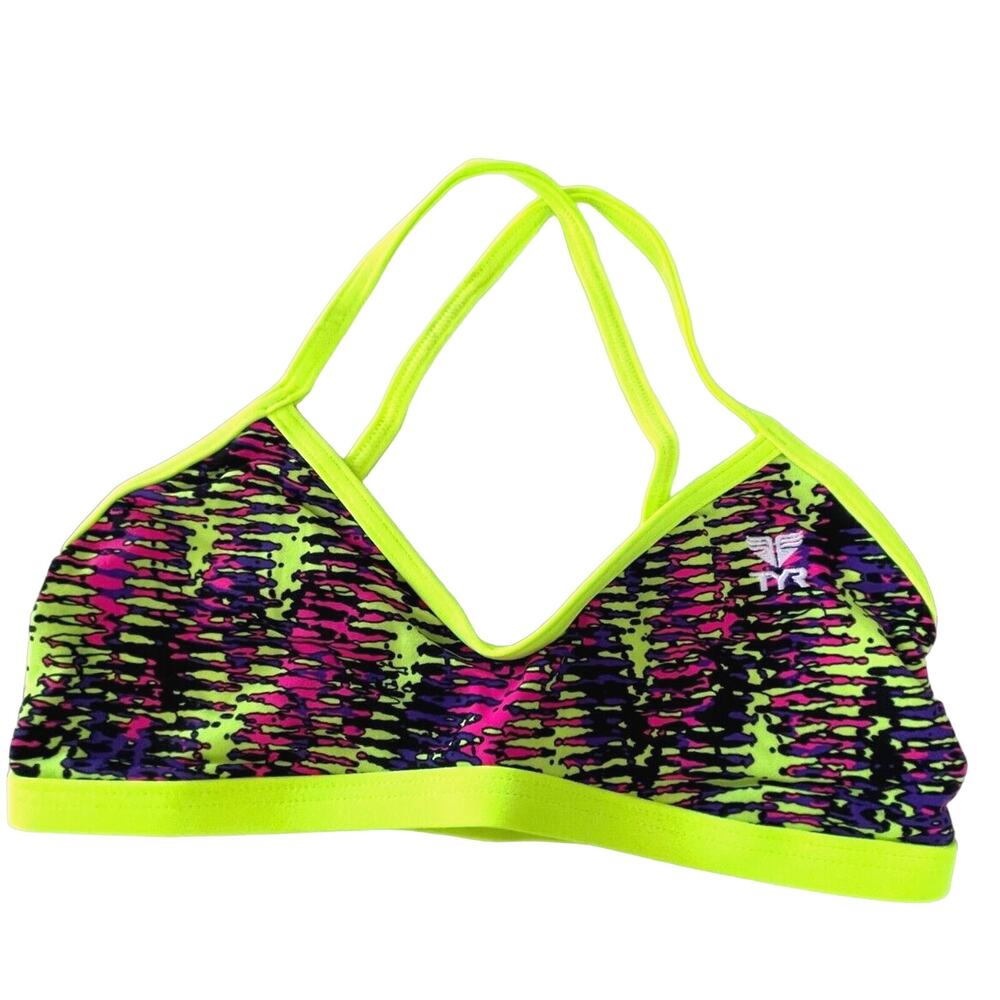 TYR DuraFast One WAIKIKI Trinity Top Swim Top Yellow Purple - Size XS 0/2